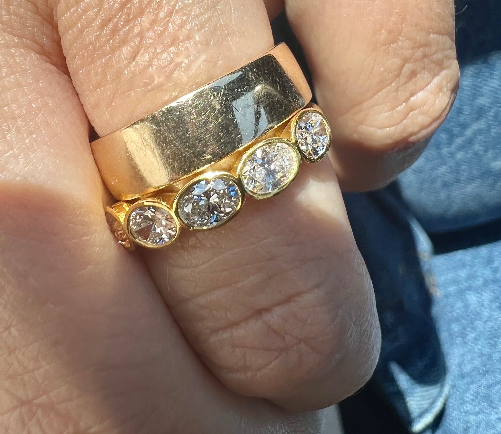 Oval Diamond Bezel Ring Perfect Anniversary or Wedding Band