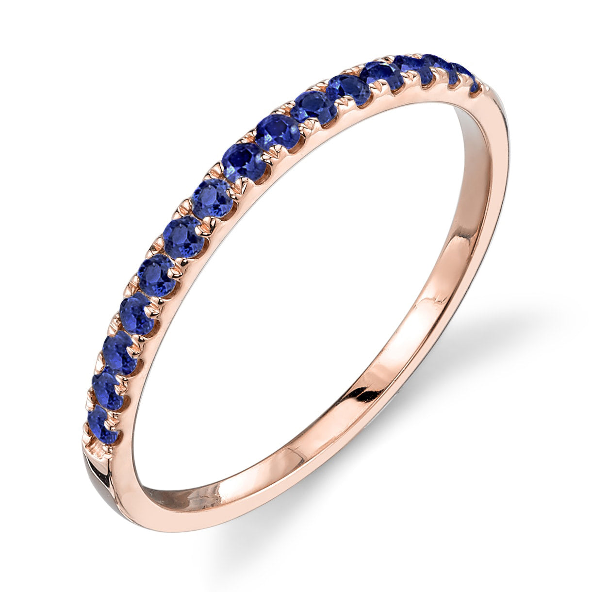 rose gold, blue sapphire 