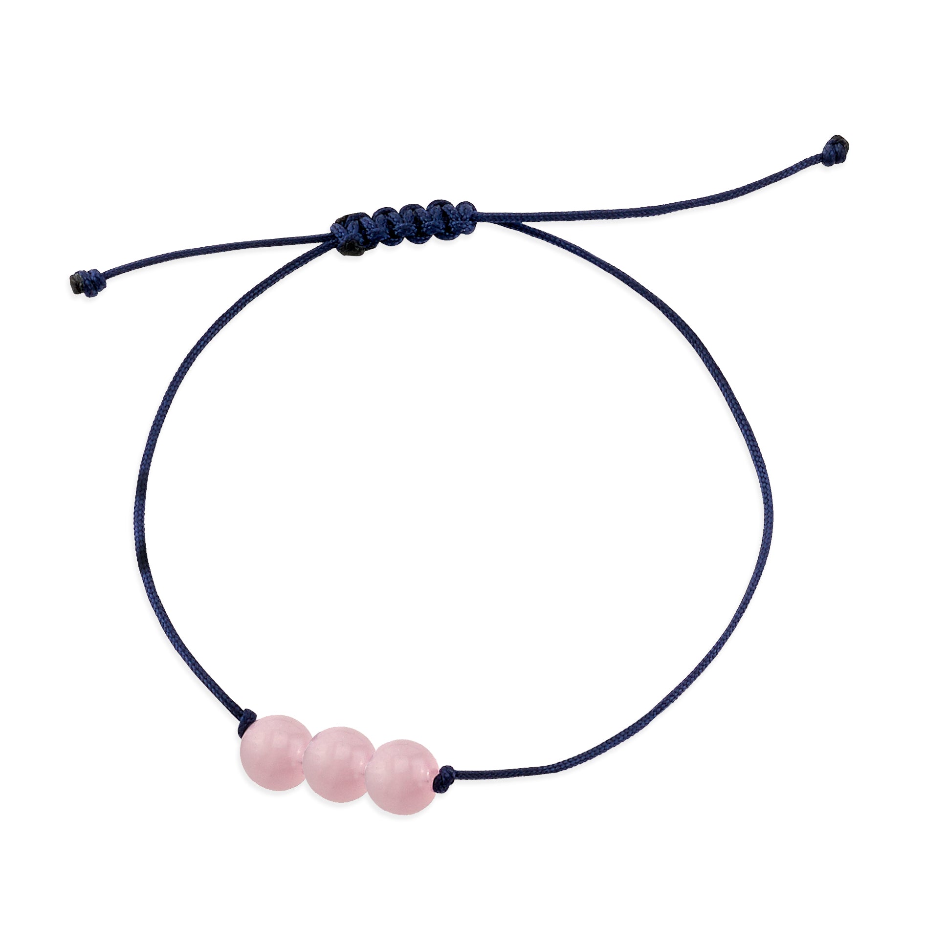 THREE BEAD ROSE QUARTZ BRACELET