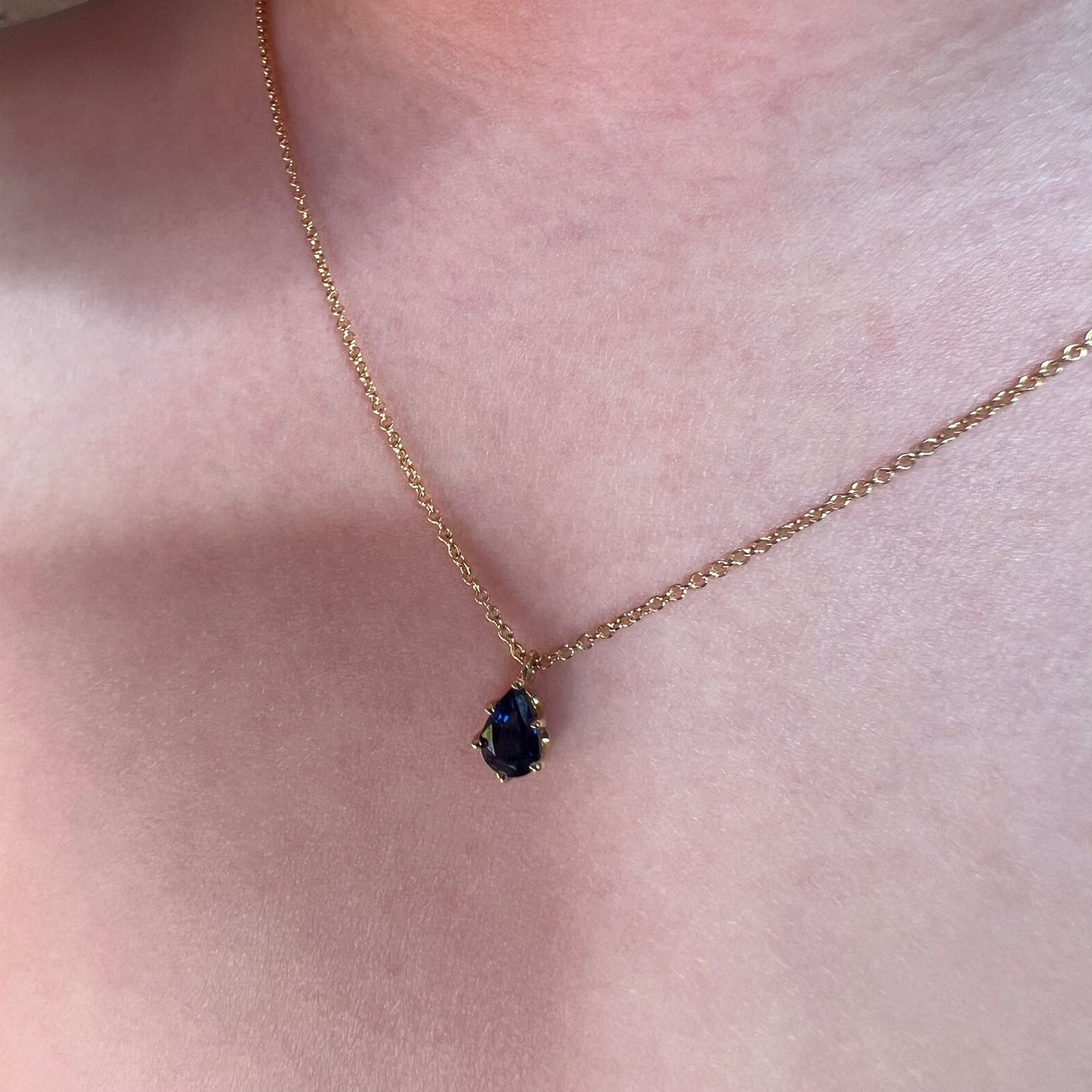 SAPPHIRE PEAR SOLITAIRE NECKLACE