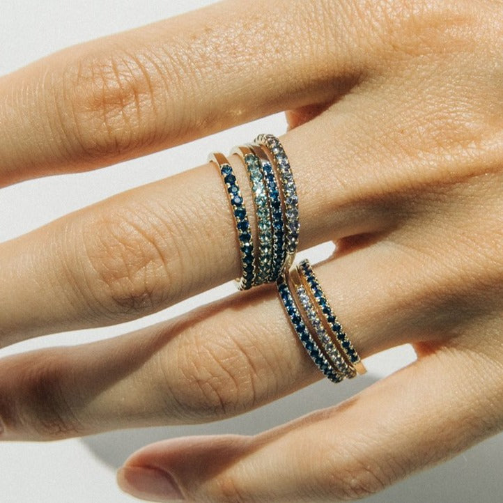Blue sapphire clearance pave ring