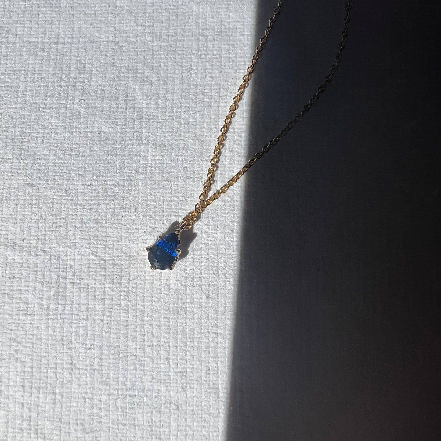 SAPPHIRE PEAR SOLITAIRE NECKLACE