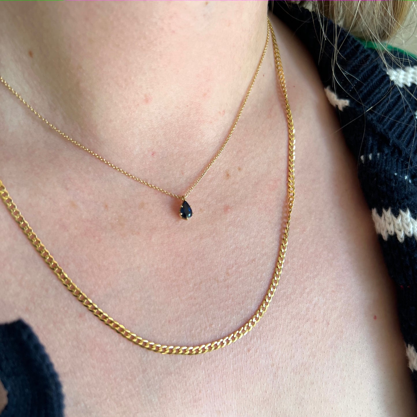 SAPPHIRE PEAR SOLITAIRE NECKLACE