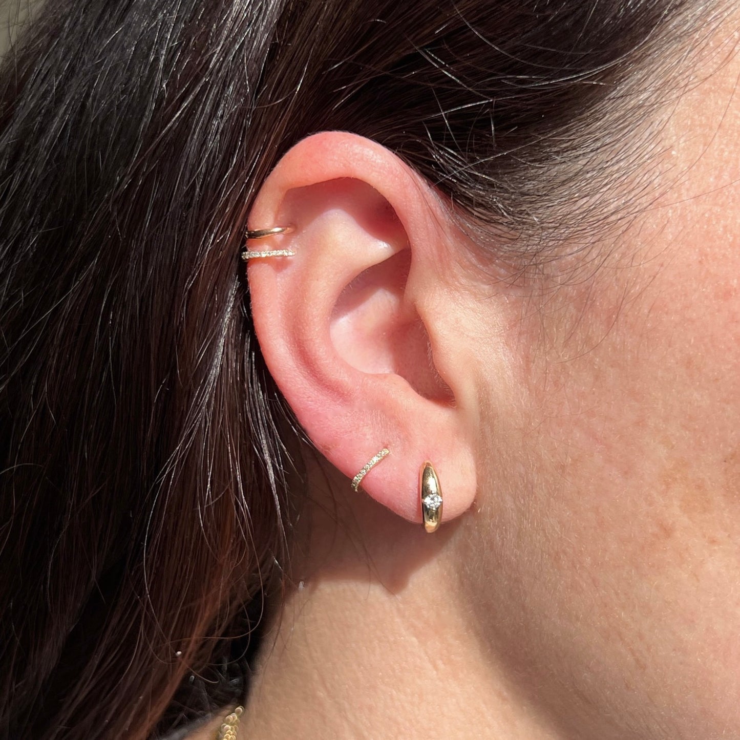 Tiny Diamond Cartilage Hoops