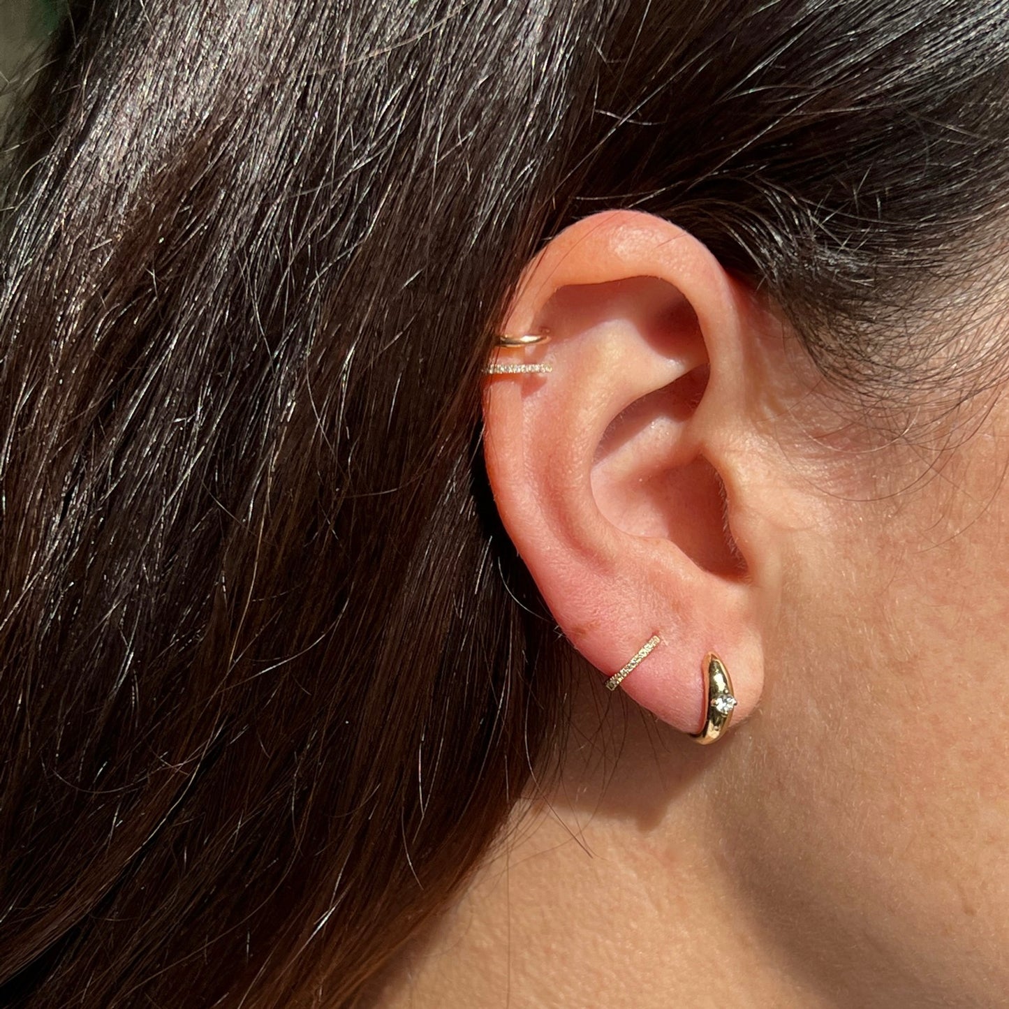 Tiny Diamond Cartilage Hoops