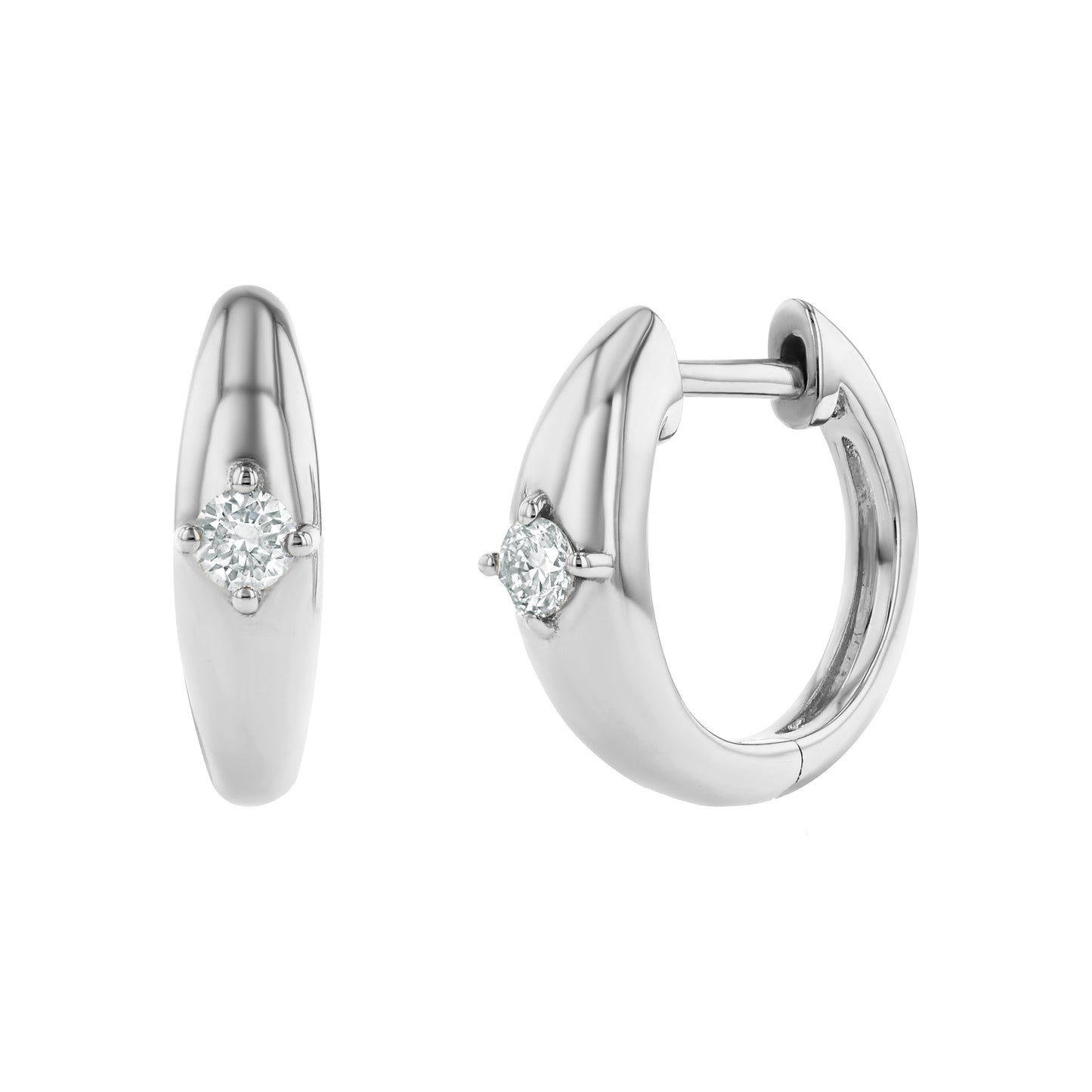 DOME HOOP EARRINGS SOLITAIRE DIAMOND